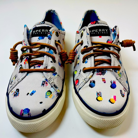 Sperry Top Sider Light Silver with Colorful Beach Umbrellas STS91568 - Picture 2 of 12